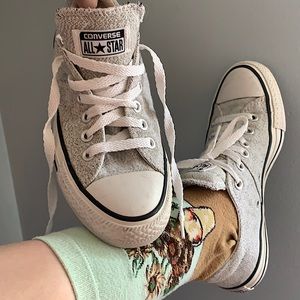 Silver denim-like material converse size 7 W